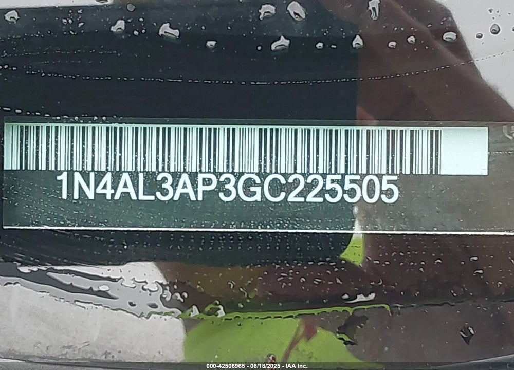 2016 NISSAN ALTIMA 2.5/2.5 S/2.5 SL/2.5 SR/2.5 SV VIN: 1N4AL3AP3GC225505