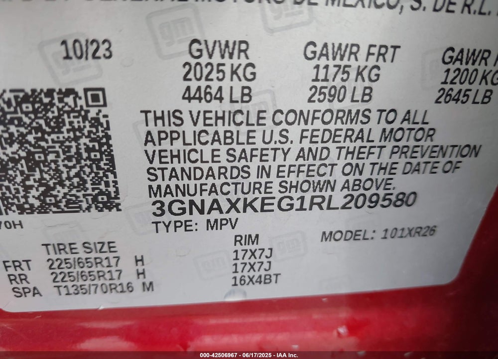 2024 CHEVROLET EQUINOX FWD LT VIN: 3GNAXKEG1RL209580