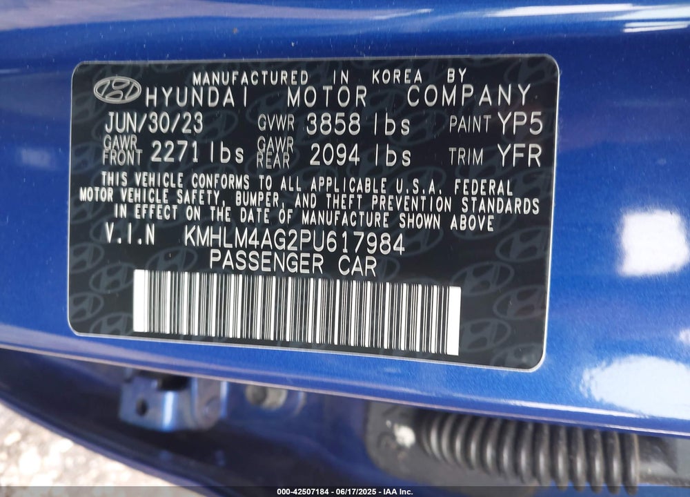 2023 HYUNDAI ELANTRA VIN: KMHLM4AG2PU617984