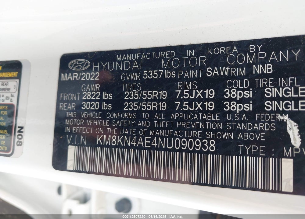 2022 HYUNDAI IONIQ 5 VIN: KM8KN4AE4NU090938