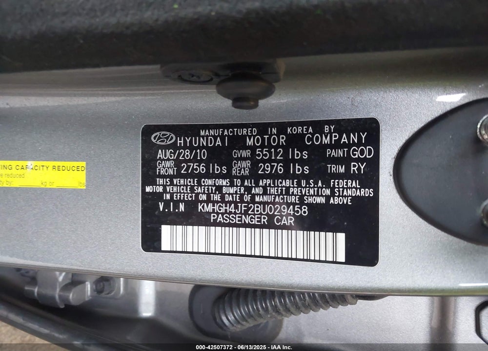 2011 HYUNDAI EQUUS VIN: KMHGH4JF2BU029458
