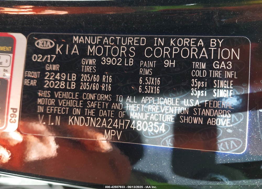 2017 KIA SOUL VIN: KNDJN2A24H7480354