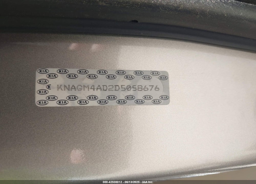 2013 KIA OPTIMA HYBRID VIN: KNAGM4AD2D5058676