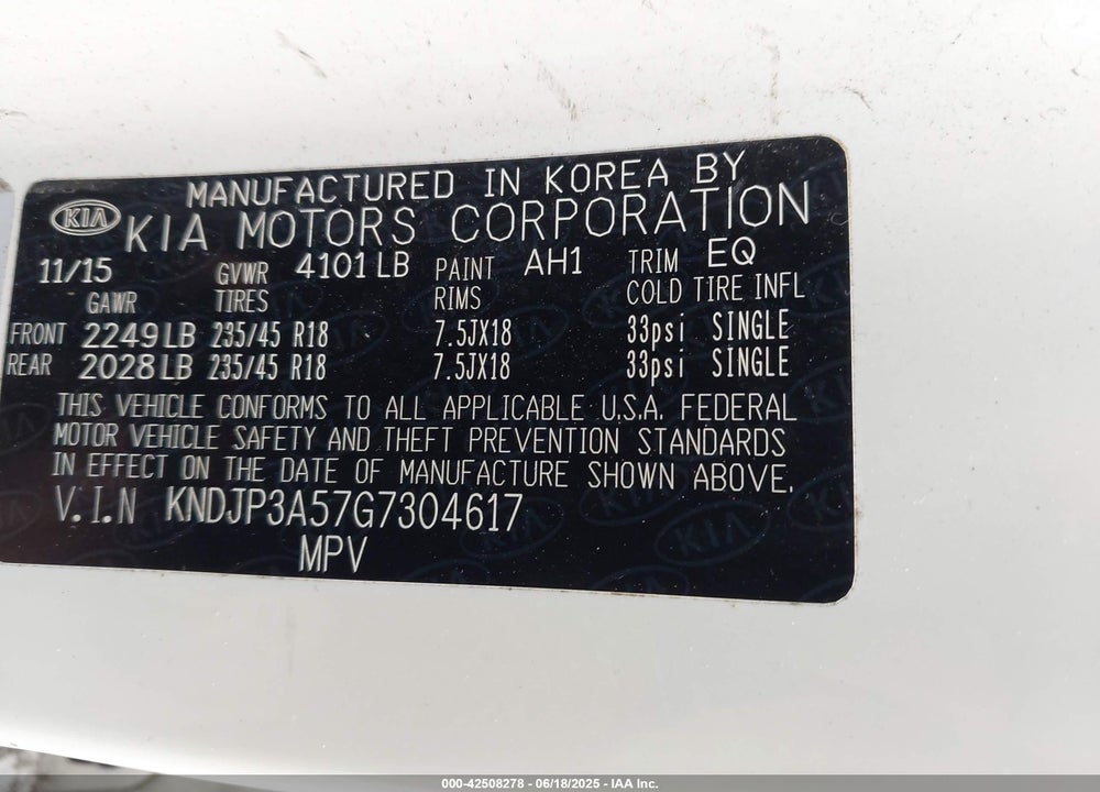 2016 KIA SOUL VIN: KNDJP3A57G7304617