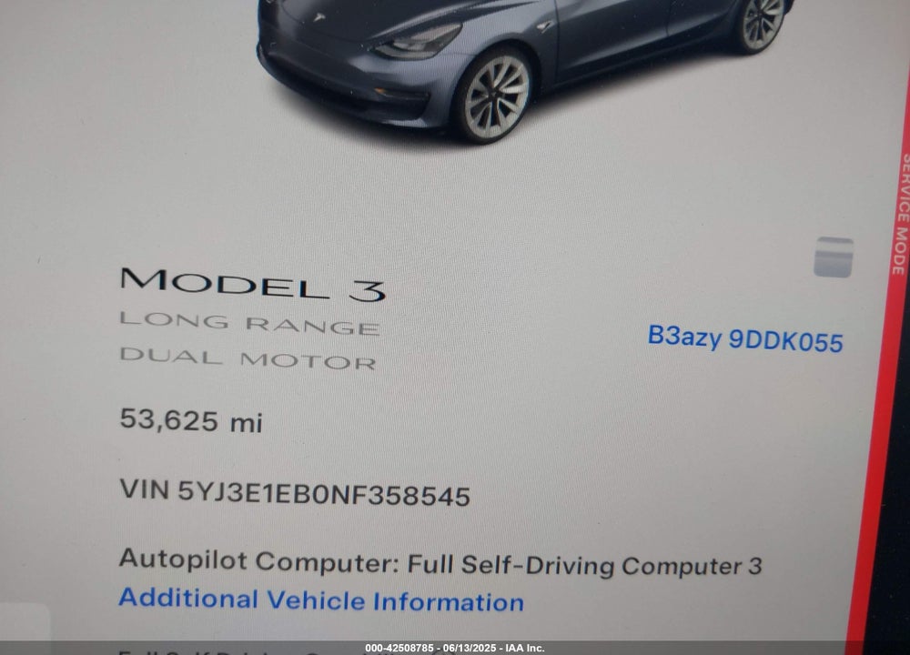 2022 TESLA MODEL 3 VIN: 5YJ3E1EB0NF358545