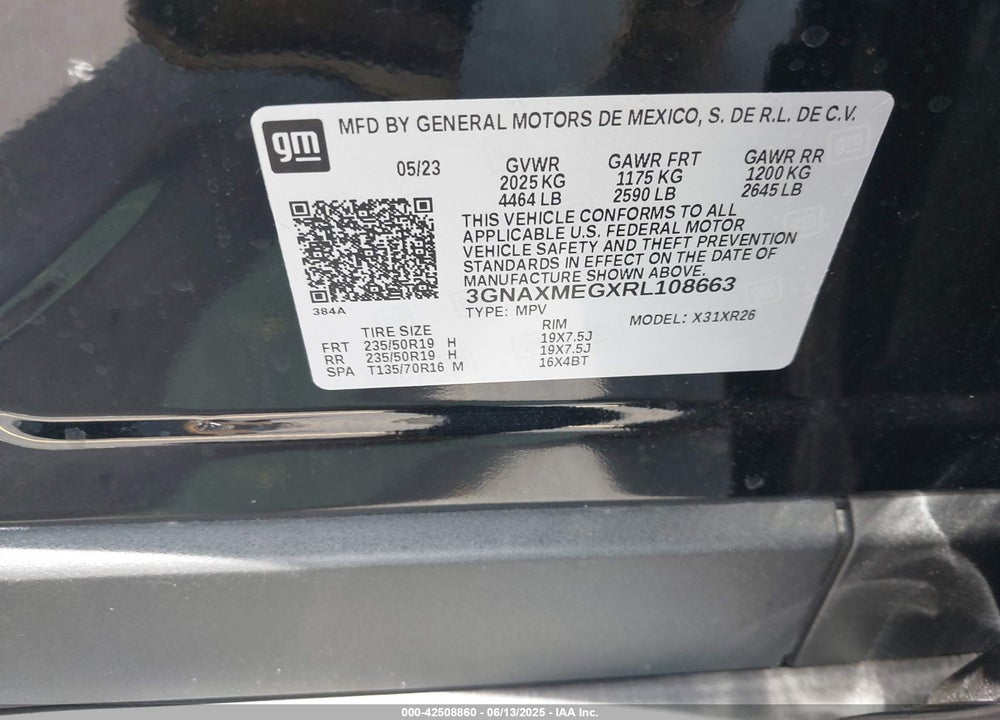 2024 CHEVROLET EQUINOX VIN: 3GNAXMEGXRL108663