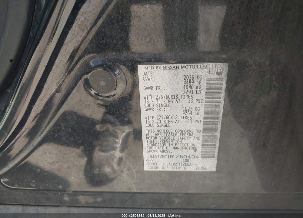 2014 NISSAN ROGUE SL VIN: 5N1AT2MT1EC760404