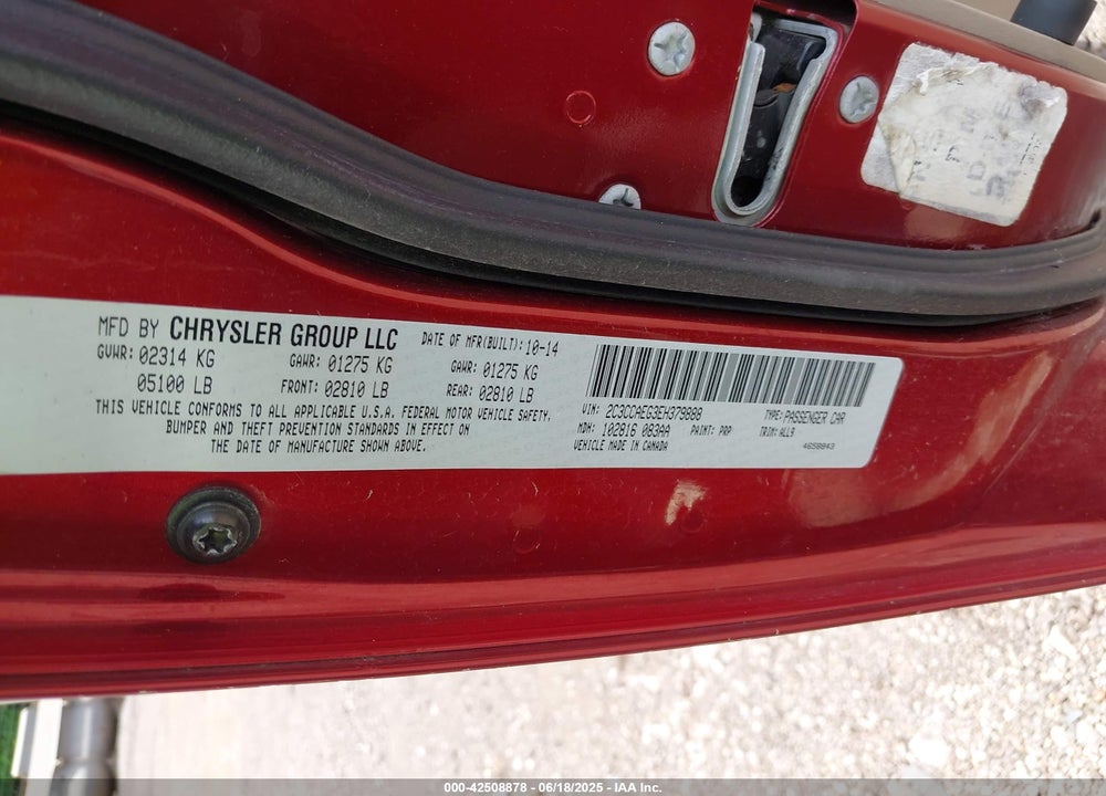 2014 CHRYSLER 300C VIN: 2C3CCAEG3EH379888