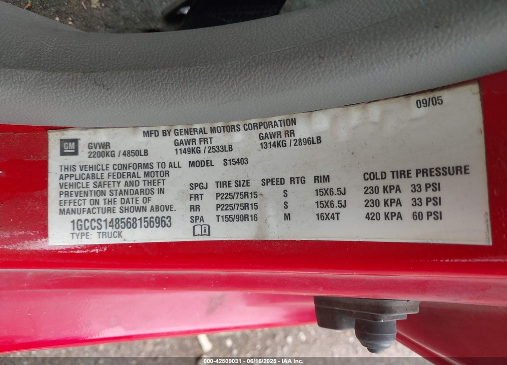 2006 CHEVROLET COLORADO LS VIN: 1GCCS148568156963