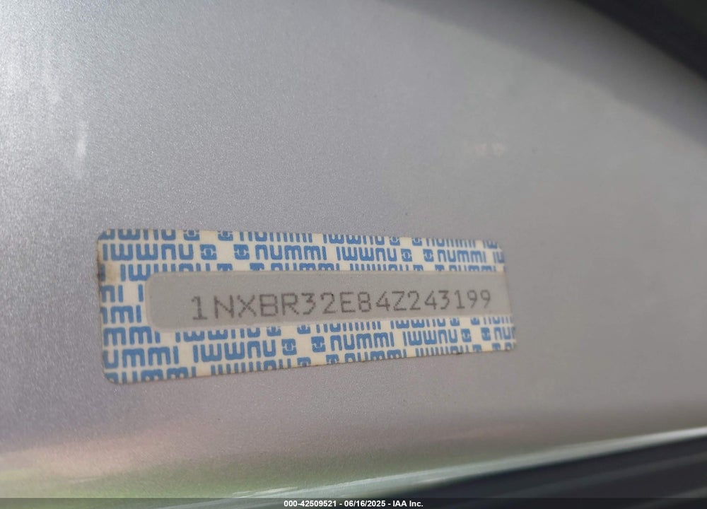 2004 TOYOTA COROLLA S VIN: 1NXBR32E84Z243199