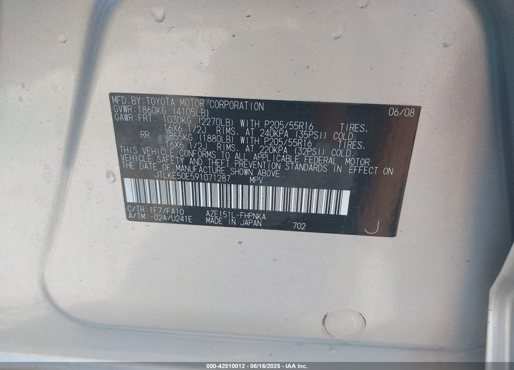 2009 SCION XB VIN: JTLKE50E591071287