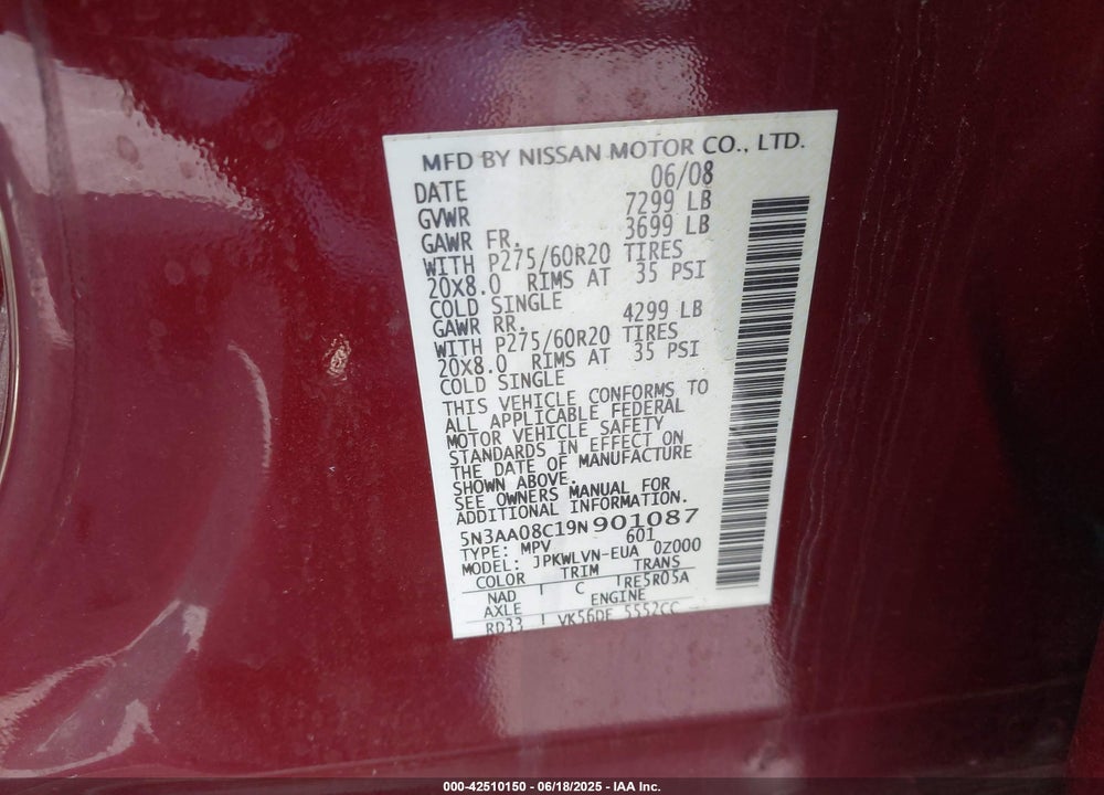 2009 INFINITI QX56 VIN: 5N3AA08C19N901087