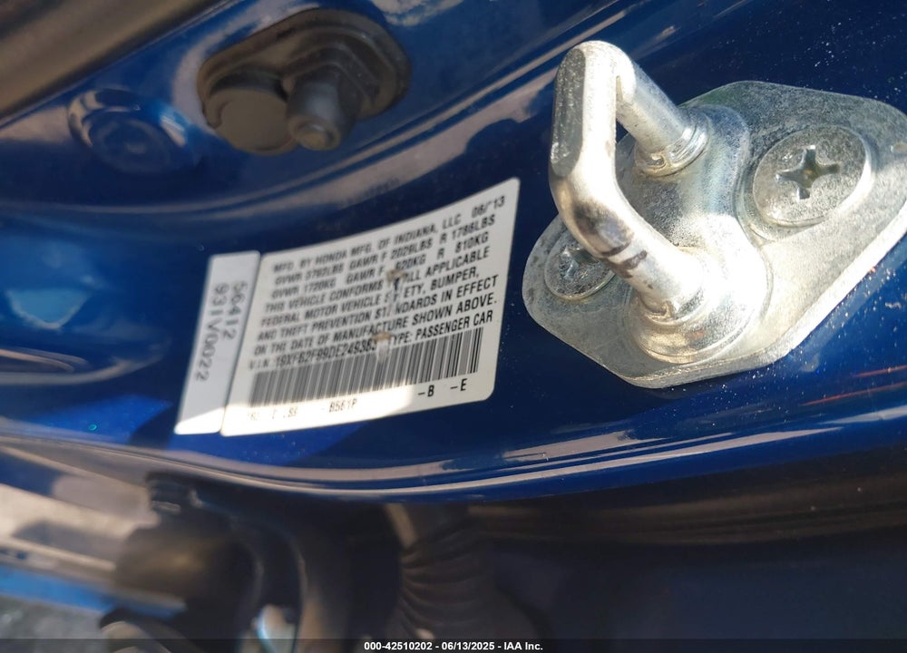 2013 HONDA CIVIC EX-L VIN: 19XFB2F99DE249383