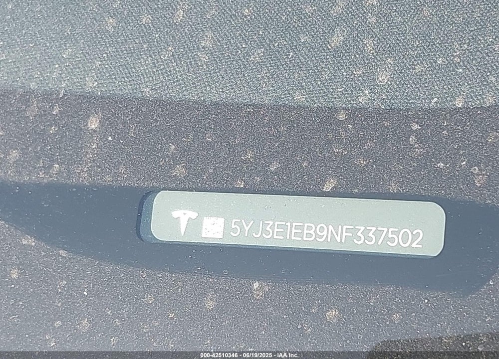 2022 TESLA MODEL 3 VIN: 5YJ3E1EB9NF337502