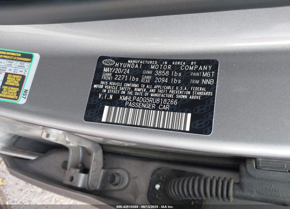 2024 HYUNDAI ELANTRA LIMITED VIN: KMHLP4DG5RU818266