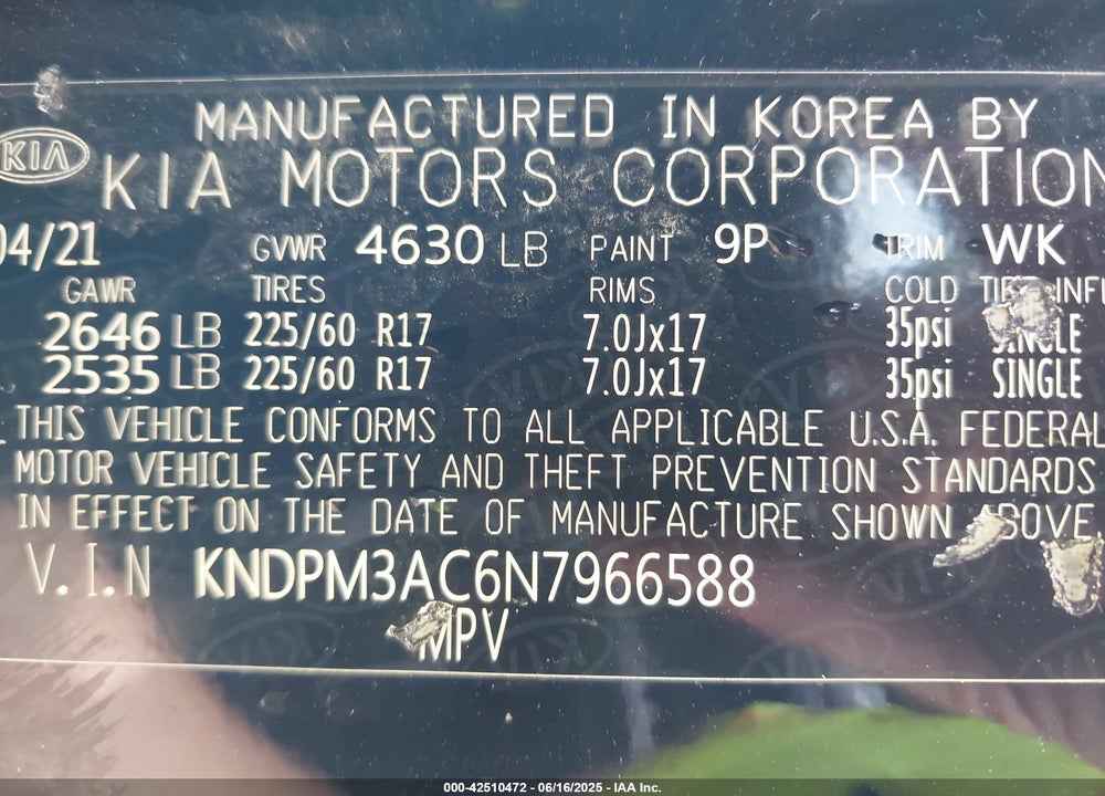 2022 KIA SPORTAGE VIN: KNDPM3AC6N7966588