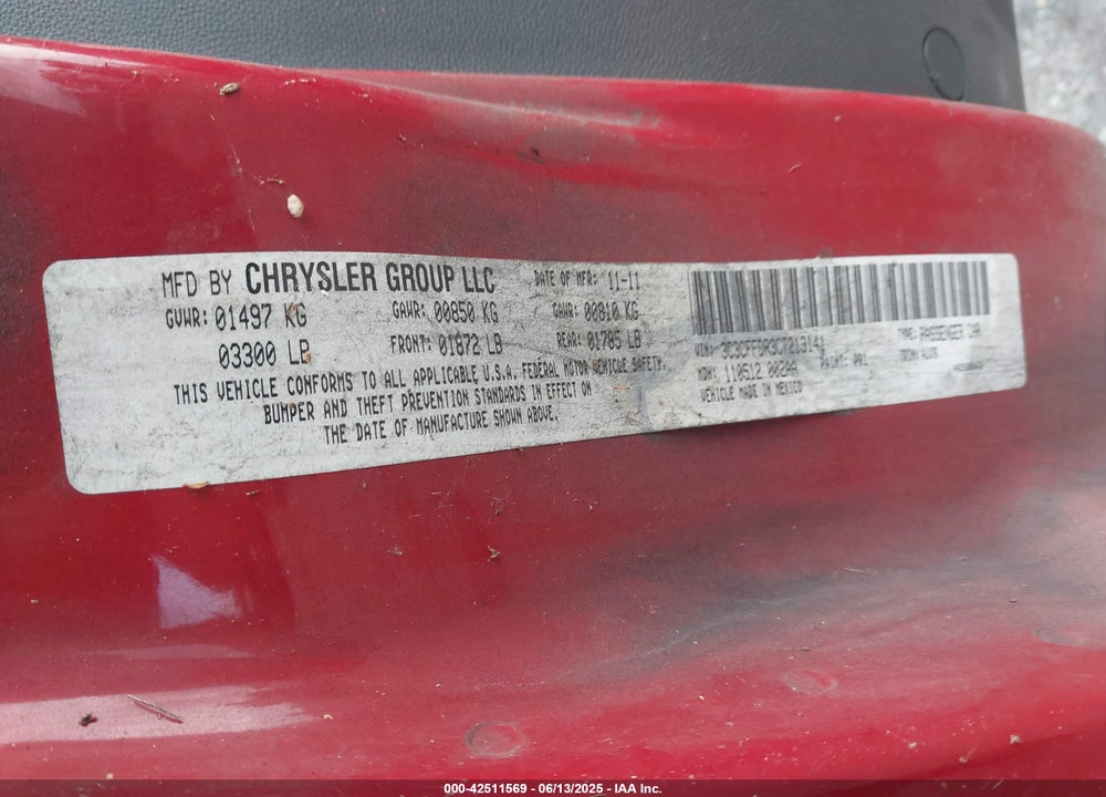2012 FIAT 500C VIN: 3C3CFFDR3CT213141