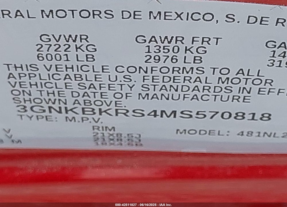 2021 CHEVROLET BLAZER VIN: 3GNKBKRS4MS570818