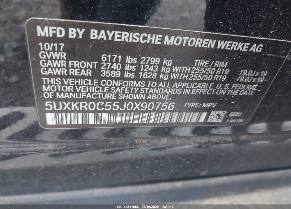 2018 BMW X5 VIN: 5UXKR0C55J0X90756