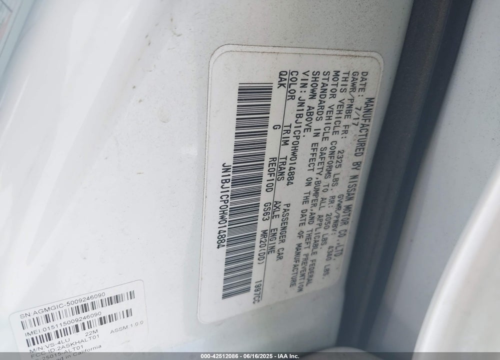 2017 NISSAN ROGUE SPORT VIN: JN1BJ1CP0HW014884