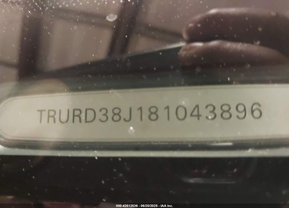2008 AUDI TT VIN: TRURD38J181043896