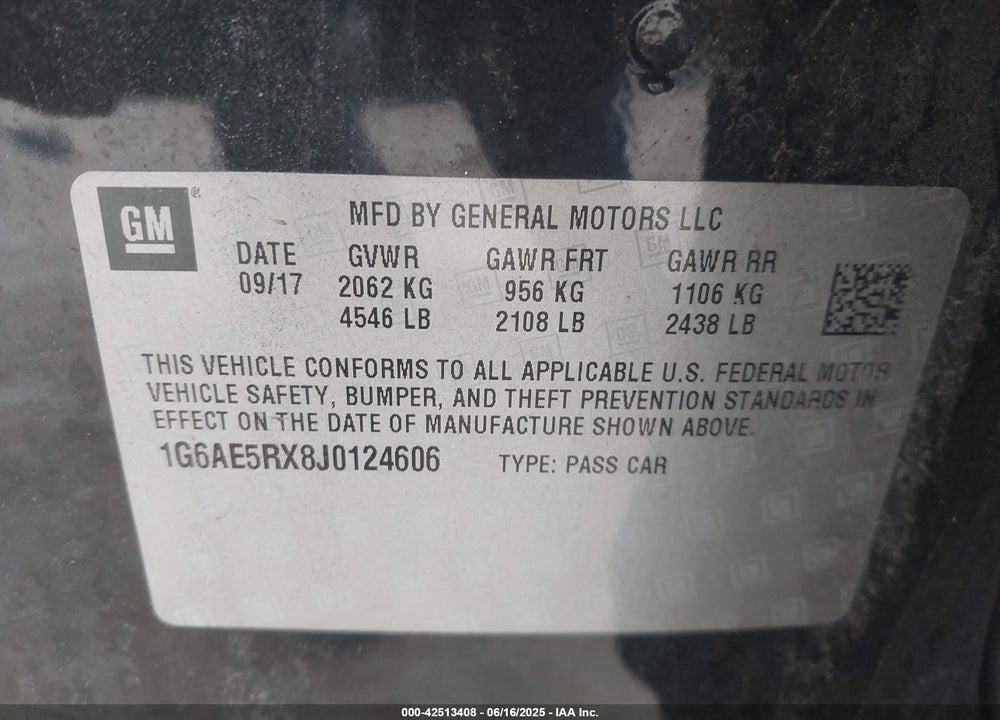 2018 CADILLAC ATS VIN: 1G6AE5RX8J0124606
