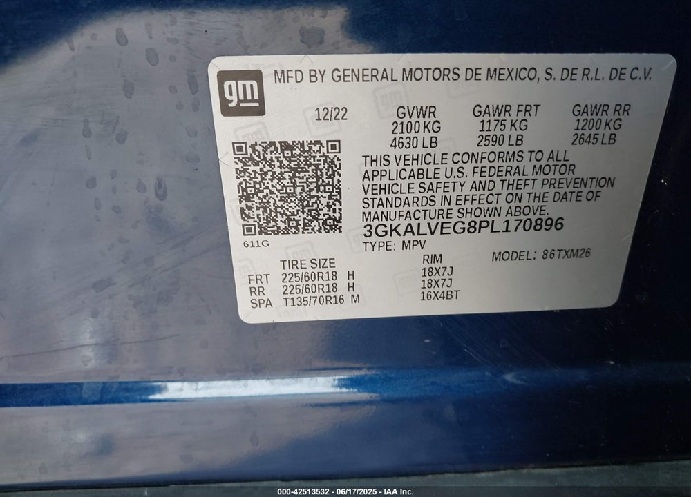 2023 GMC TERRAIN VIN: 3GKALVEG8PL170896