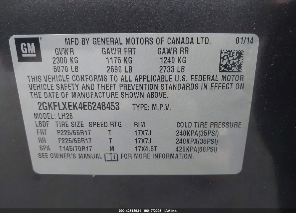 2014 GMC TERRAIN SLT-1 VIN: 2GKFLXEK4E6248453