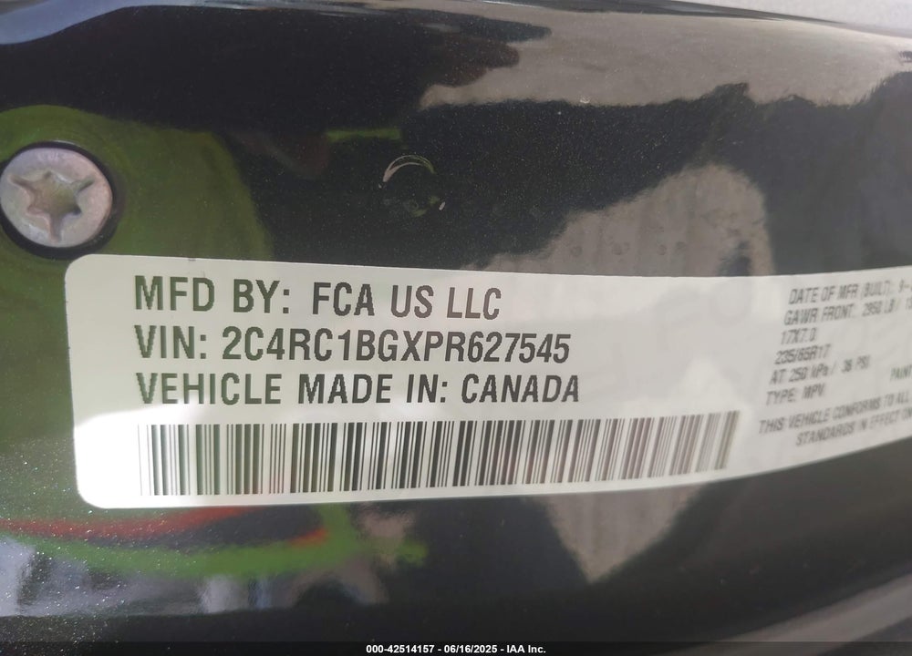 2023 CHRYSLER PACIFICA TOURING L VIN: 2C4RC1BGXPR627545