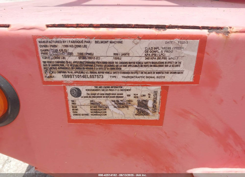 2013 BELMONT TRAFFIC SIGNAL MACHINE VIN: 1B9ST1014EL657573