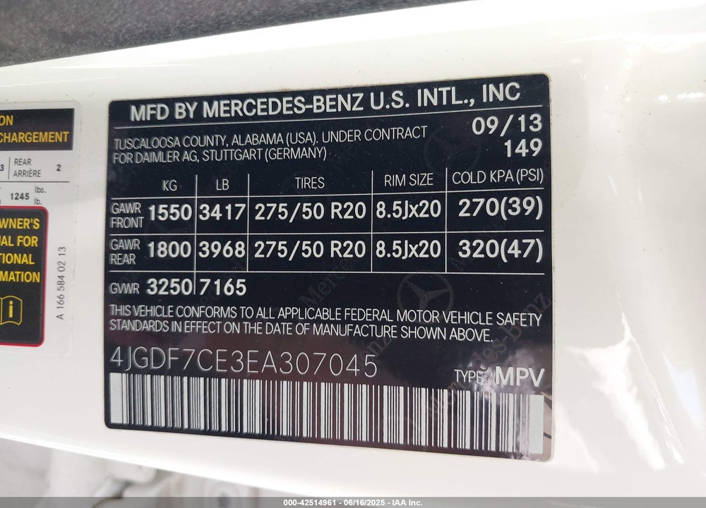 2014 MERCEDES-BENZ GL 450 4MATIC VIN: 4JGDF7CE3EA307045