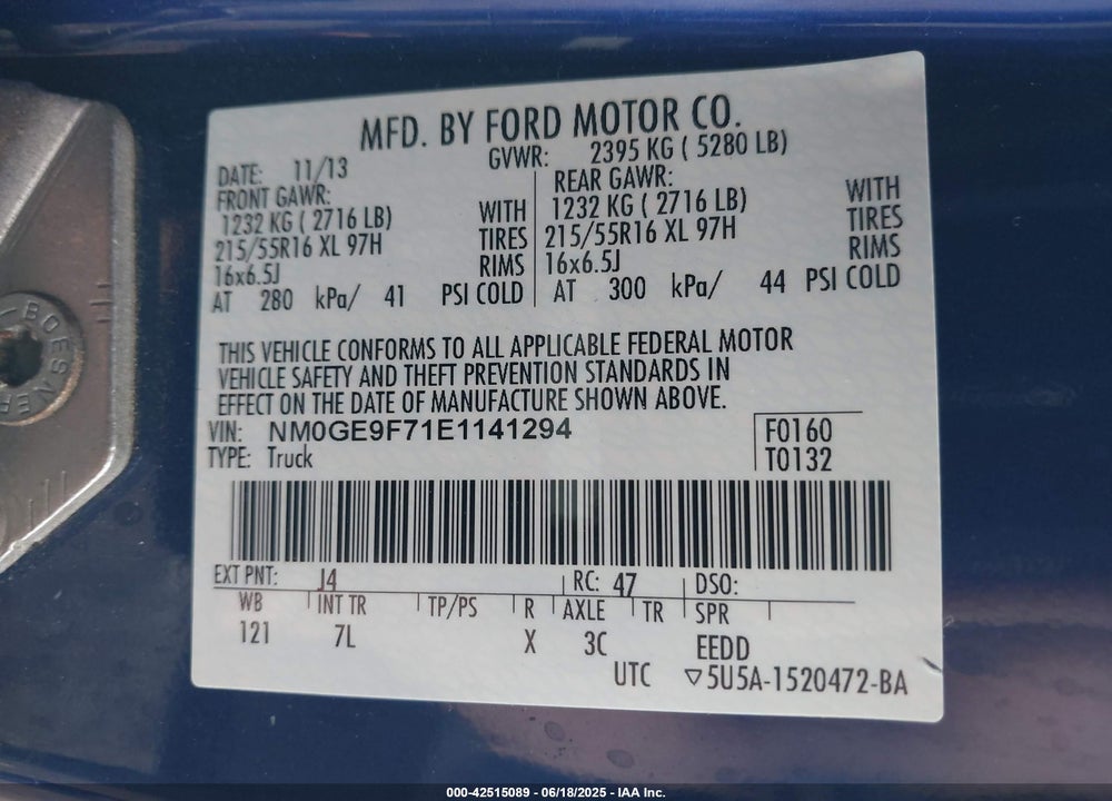 2014 FORD TRANSIT CONNECT XLT VIN: NM0GE9F71E1141294