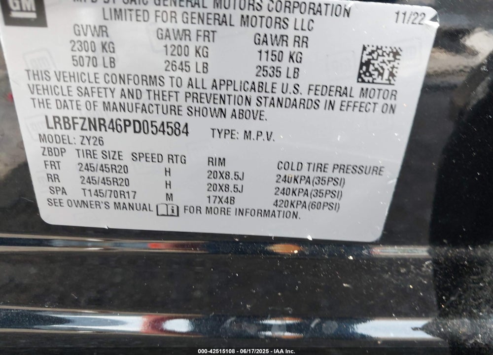 2023 BUICK ENVISION VIN: LRBFZNR46PD054584
