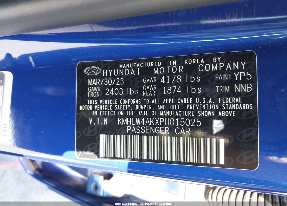 2023 HYUNDAI ELANTRA N VIN: KMHLW4AKXPU015025
