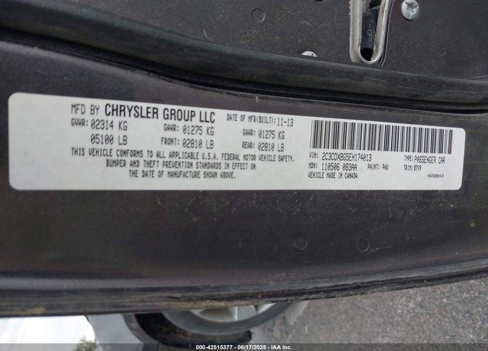 2014 DODGE CHARGER VIN: 2C3CDXBG5EH174013