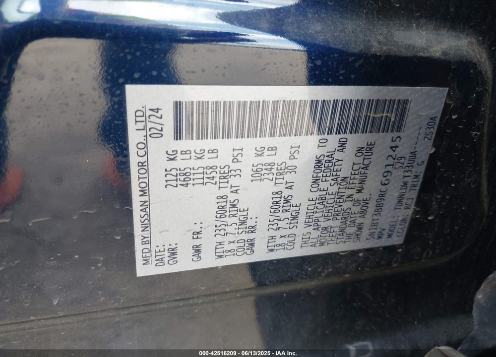 2024 NISSAN ROGUE SV INTELLIGENT AWD VIN: 5N1BT3BB9RC691245