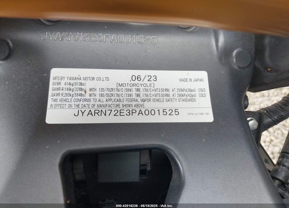 2023 YAMAHA MT09 D VIN: JYARN72E3PA001525