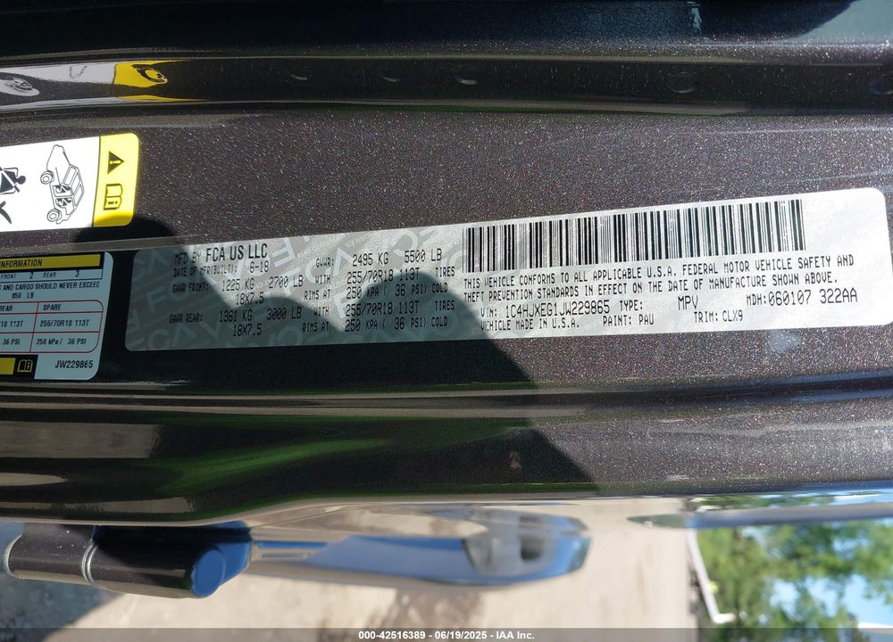 2018 JEEP WRANGLER UNLIMITED VIN: 1C4HJXEG1JW229865