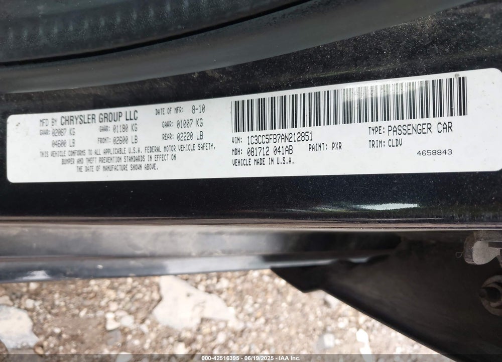 2010 CHRYSLER SEBRING LIMITED VIN: 1C3CC5FB7AN212851