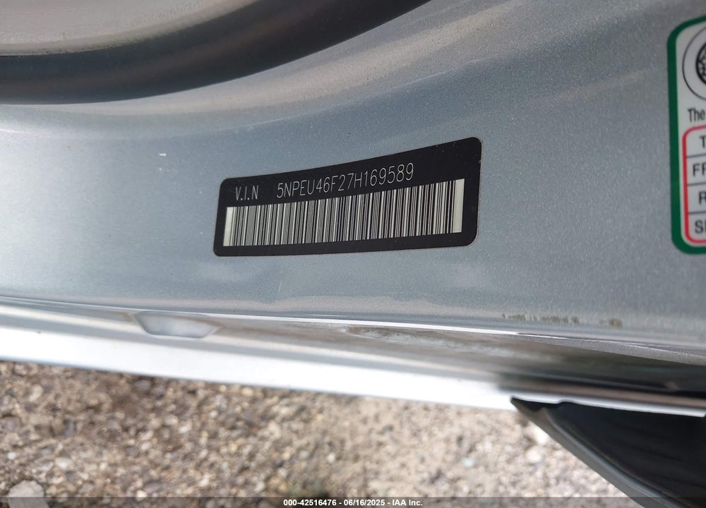 2007 HYUNDAI SONATA VIN: 5NPEU46F27H169589