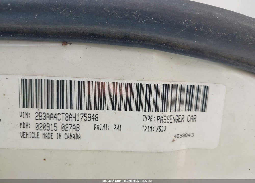 2010 DODGE CHARGER VIN: 2B3AA4CT8AH175948