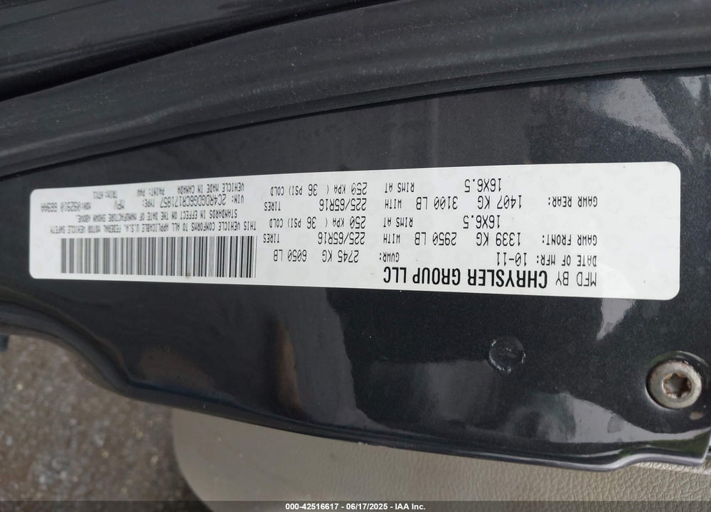 2012 DODGE GRAND CARAVAN CREW VIN: 2C4RDGDG6CR171857