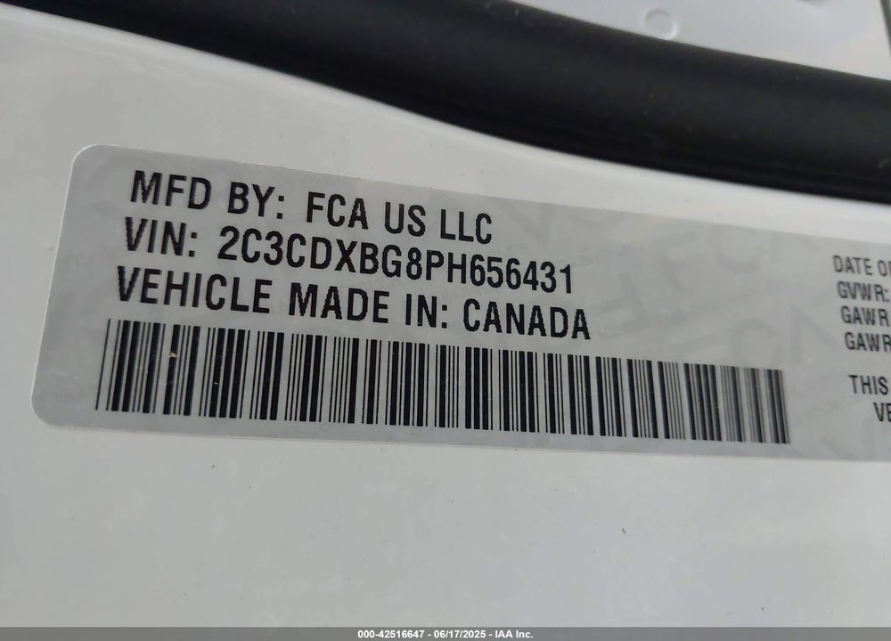 2023 DODGE CHARGER VIN: 2C3CDXBG8PH656431