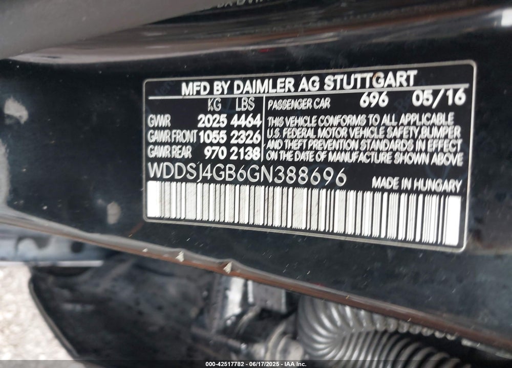 2016 MERCEDES-BENZ CLA-CLASS VIN: WDDSJ4GB6GN388696