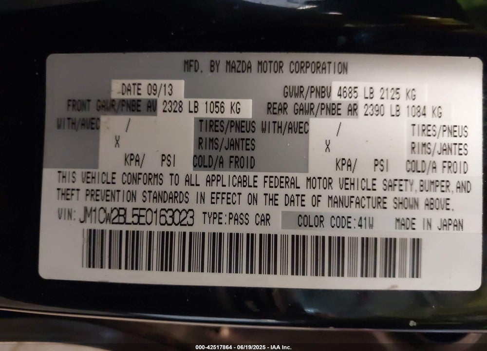 2014 MAZDA 5 SPORT VIN: JM1CW2BL5E0163023