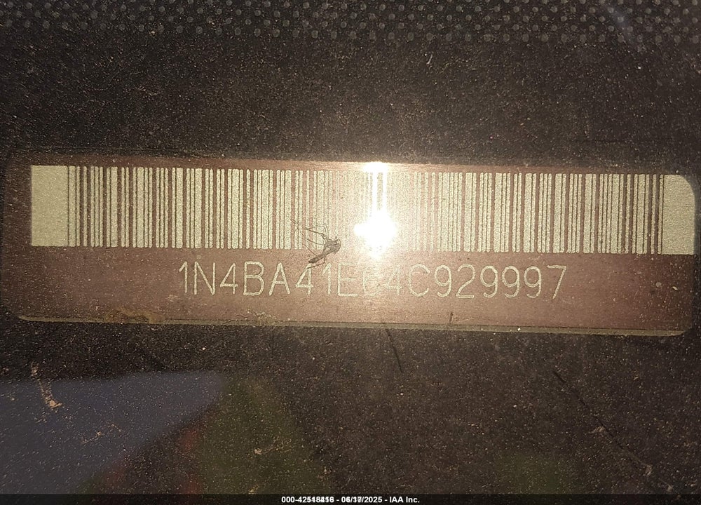 2004 NISSAN MAXIMA VIN: 1N4BA41E64C929997