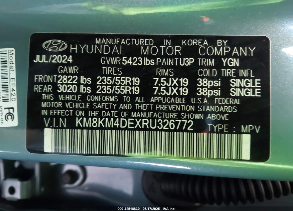 2024 HYUNDAI IONIQ 5 SE VIN: KM8KM4DEXRU326772