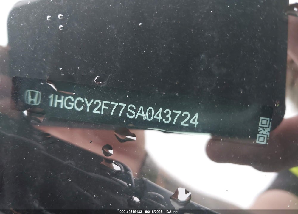 2025 HONDA ACCORD VIN: 1HGCY2F77SA043724