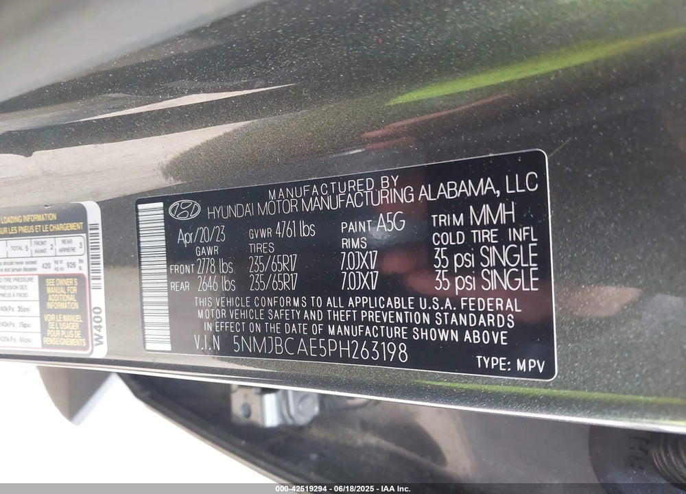 2023 HYUNDAI TUCSON SEL VIN: 5NMJBCAE5PH263198
