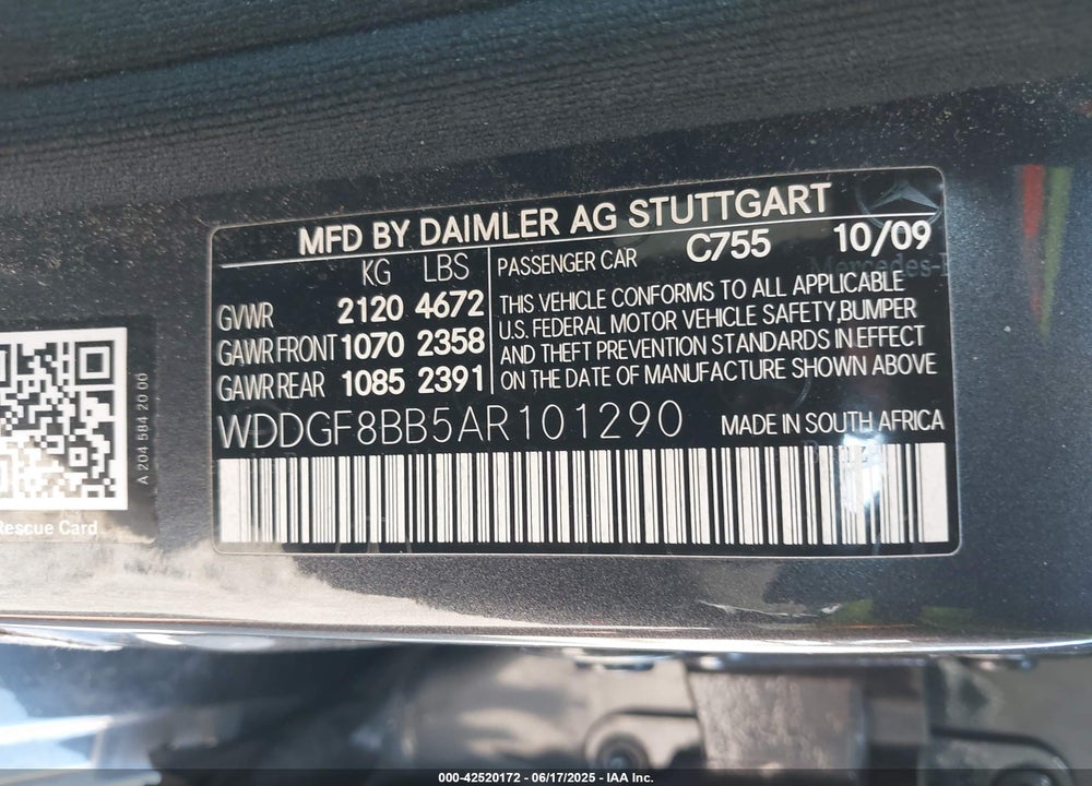 2010 MERCEDES-BENZ C 300 LUXURY 4MATIC/SPORT 4MATIC VIN: WDDGF8BB5AR101290